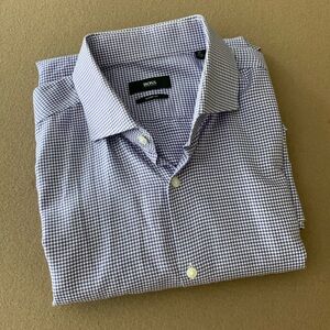 BOSS "Mark US" Men's Sharp Fit Long Sleeve Dress Shirt- Size 17 - 36/37